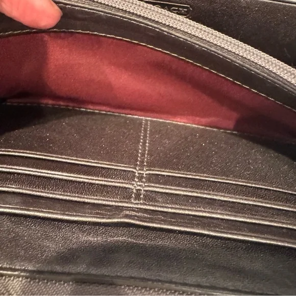 Coach Gray Metallic Zoe Leather Zippered Accordion Wallet - Picture 10 of 15